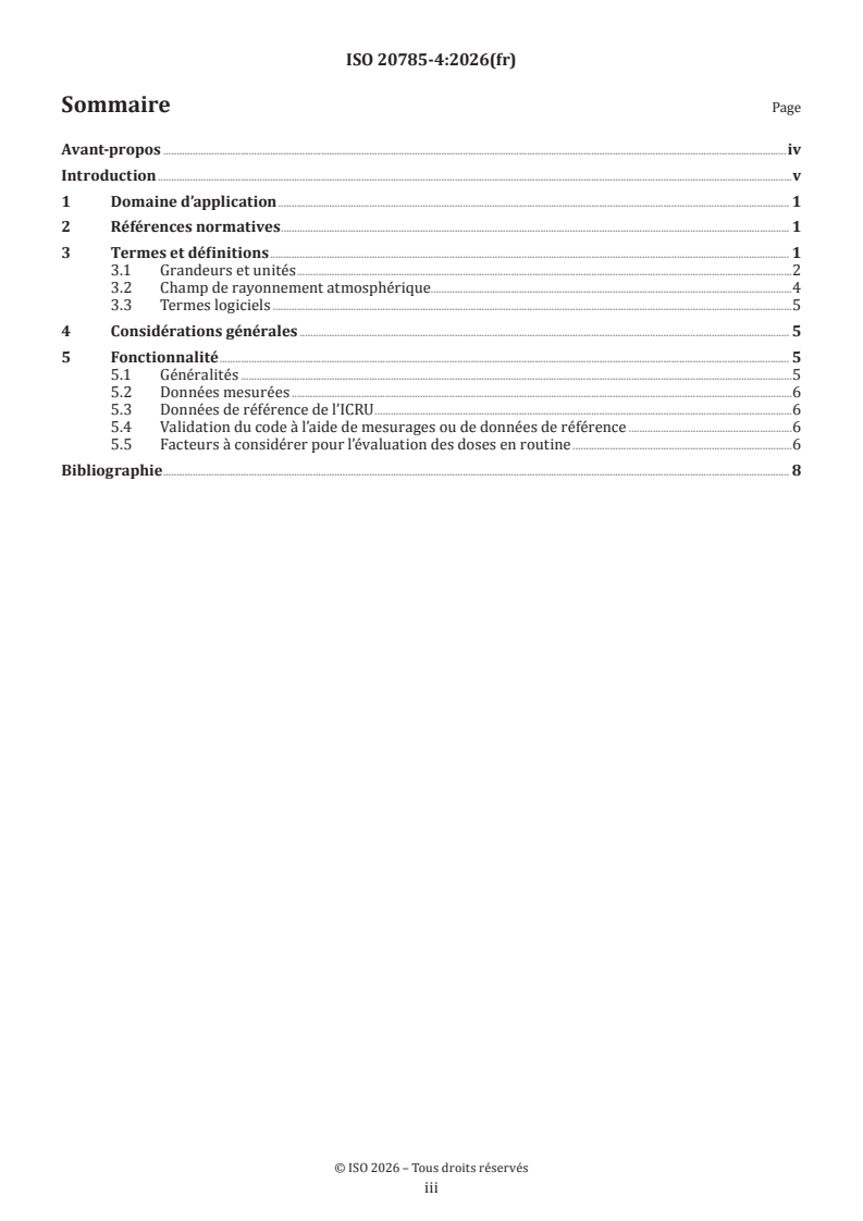 ISO 20785-4:2026 ISO 20785-4:2026 - Dosimétrie pour les expositions au rayonnement cosmique à bord d'un avion civil — Partie 4: Validation des codes - Page 3 preview