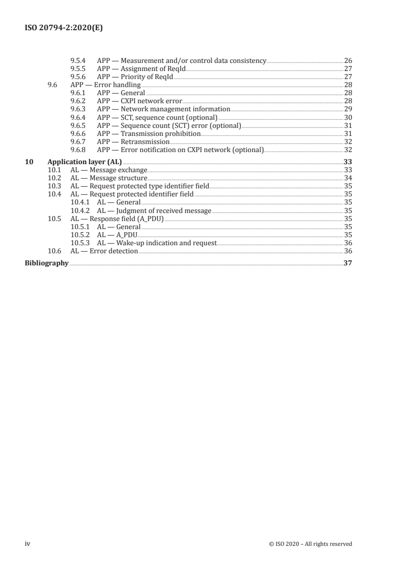ISO 20794-2:2020 ISO 20794-2:2020 - Road vehicles — Clock extension peripheral interface (CXPI) — Part 2: Application layer/5/2020 - Page 4 preview
