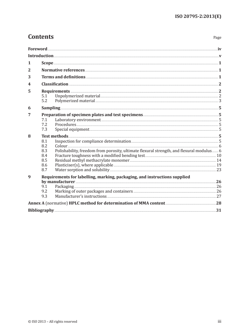 ISO 20795-2:2013 ISO 20795-2:2013 - Dentistry — Base polymers — Part 2: Orthodontic base polymers/26/2013 - Page 3 preview