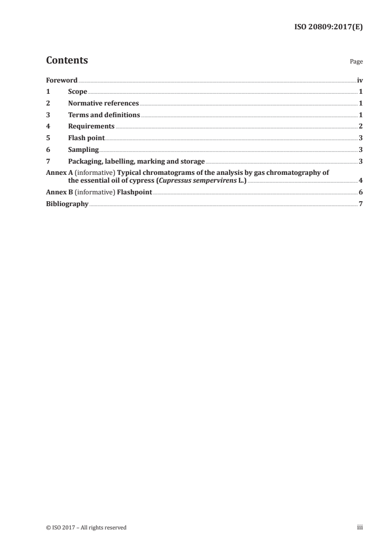 ISO 20809:2017 ISO 20809:2017 - Essential oil of cypress (Cupressus sempervirens L.)/5/2017 - Page 3 preview