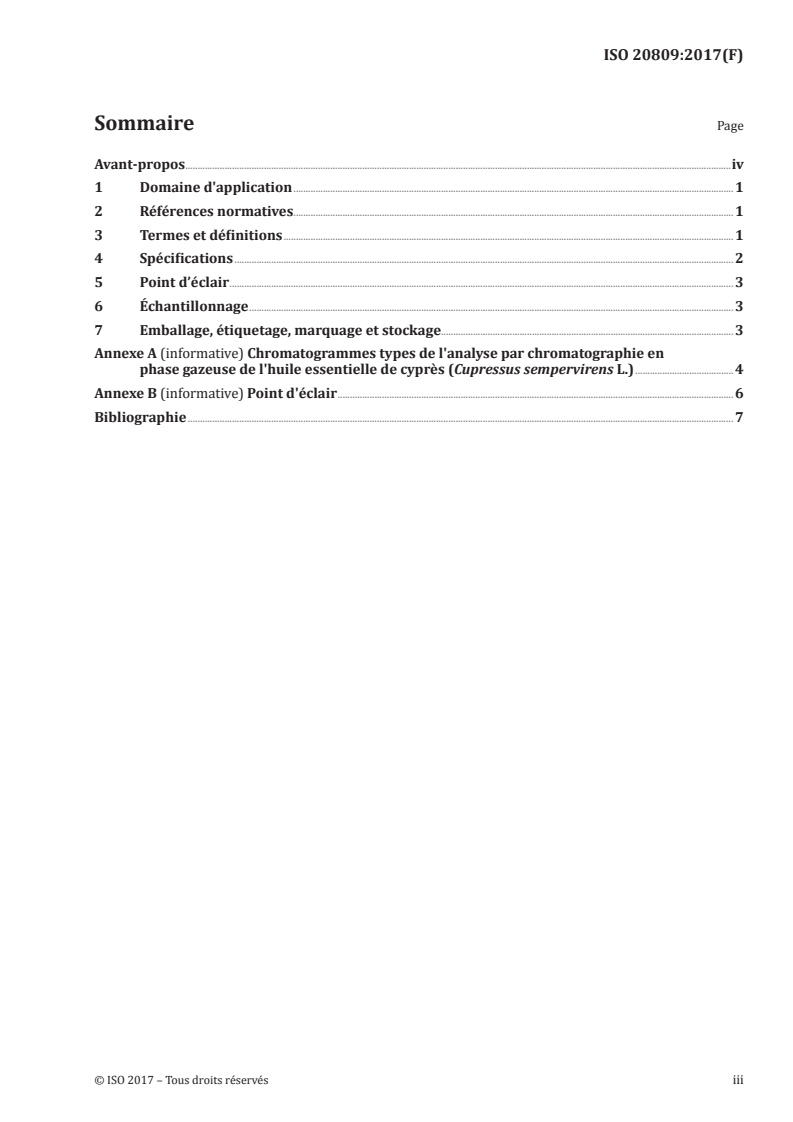 ISO 20809:2017 ISO 20809:2017 - Huile essentielle de cyprès (Cupressus sempervirens L.)/6/2018 - Page 3 preview