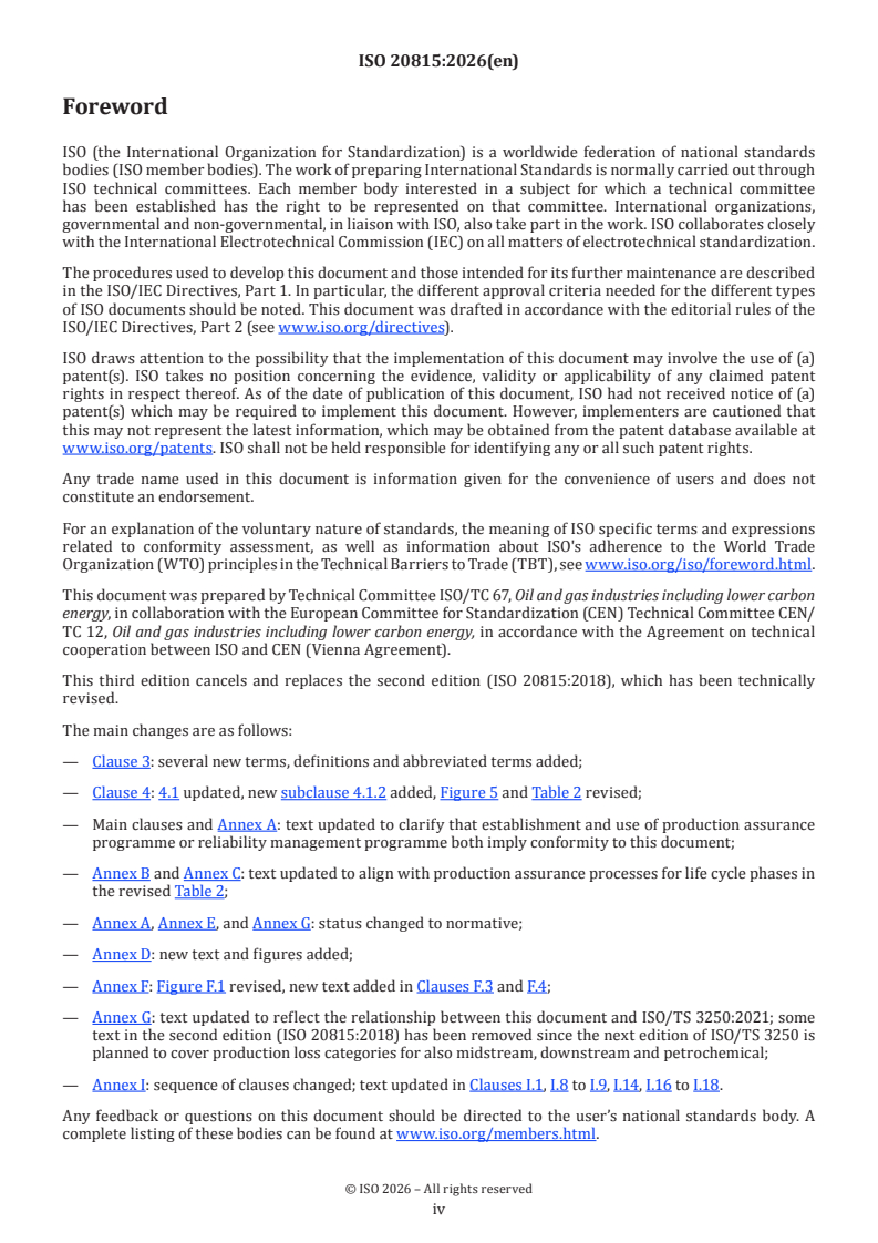 ISO 20815:2026 ISO 20815:2026 - Oil and gas industries including lower carbon energy — Production assurance and reliability management - Page 4 preview