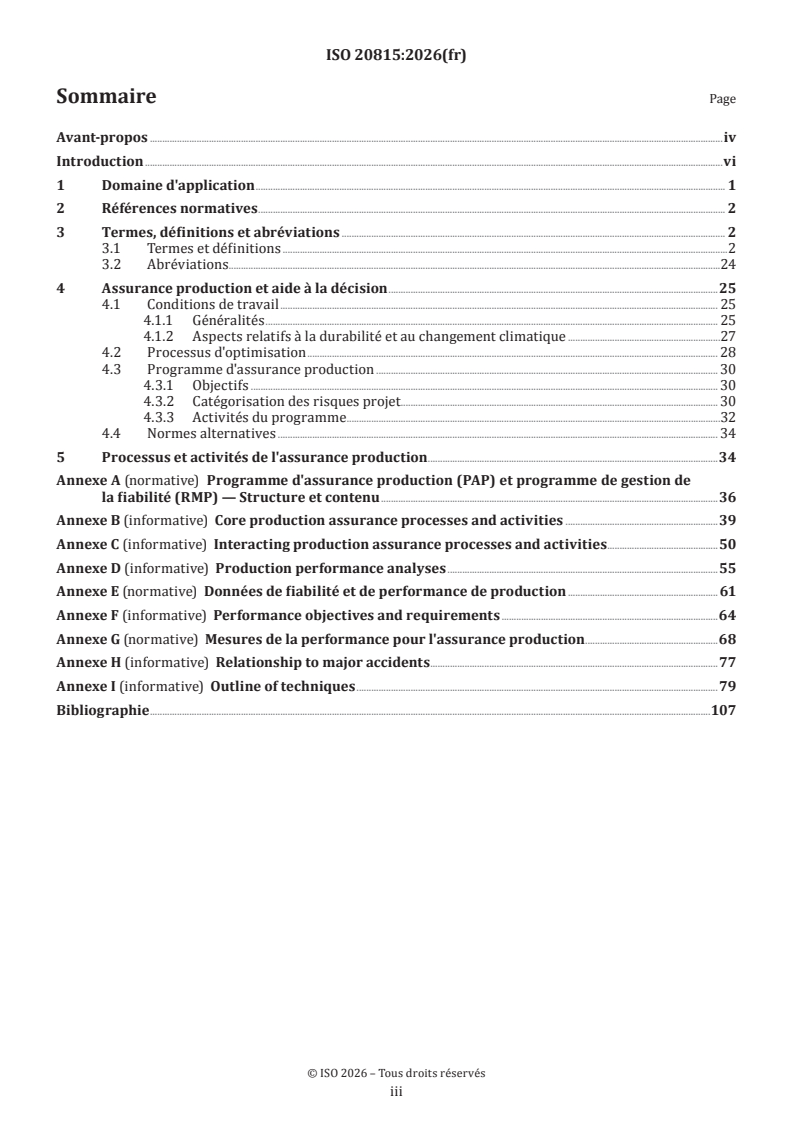 ISO 20815:2026 ISO 20815:2026 - Industries du pétrole et du gaz, y compris les énergies à faible teneur en carbone — Assurance production et gestion de la fiabilité - Page 3 preview
