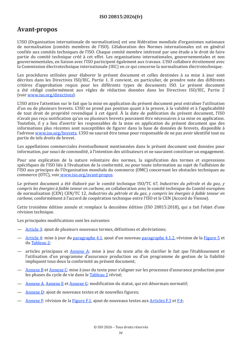 ISO 20815:2026 ISO 20815:2026 - Industries du pétrole et du gaz, y compris les énergies à faible teneur en carbone — Assurance production et gestion de la fiabilité - Page 4 preview
