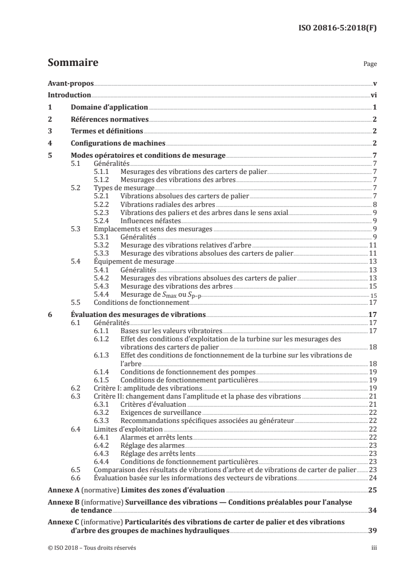 ISO 20816-5:2018 ISO 20816-5:2018 - Vibrations mécaniques — Mesurage et évaluation des vibrations des machines — Partie 5: Groupes de machines équipant des centrales hydroélectriques et des stations de pompage et de stockage/20/2018 - Page 3 preview