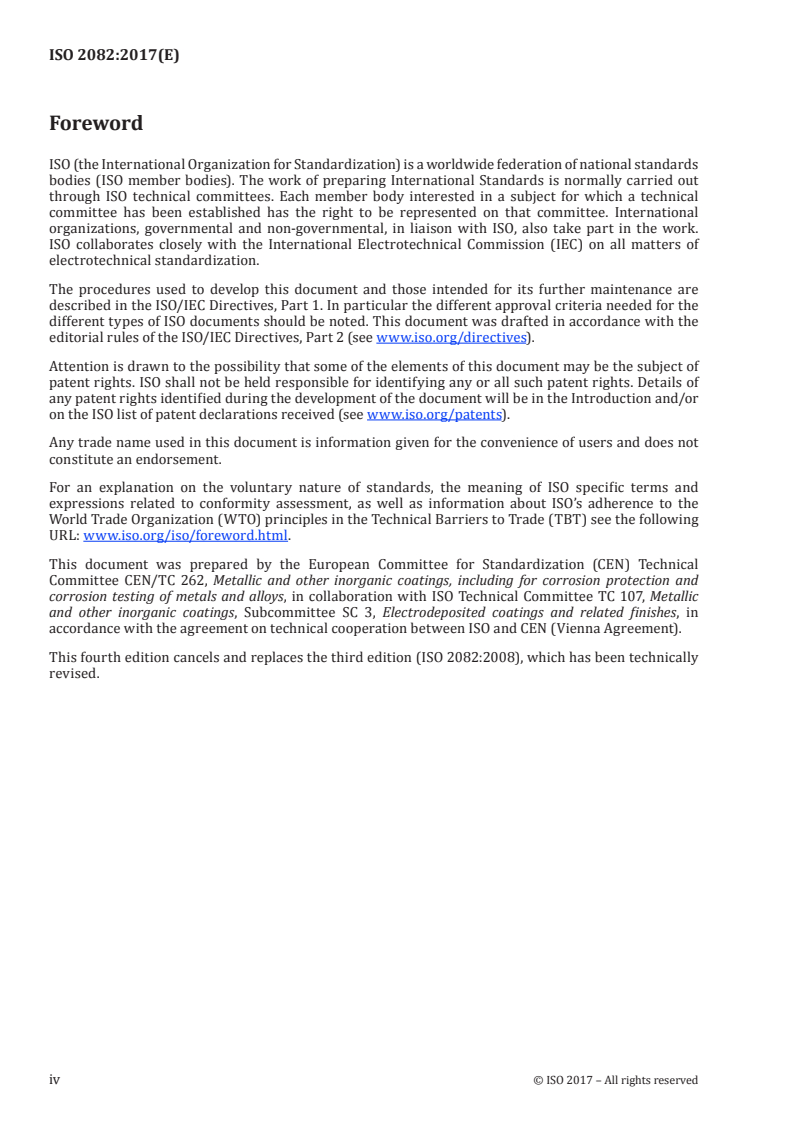 ISO 2082:2017 ISO 2082:2017 - Metallic and other inorganic coatings — Electroplated coatings of cadmium with supplementary treatments on iron or steel/3/2017 - Page 4 preview
