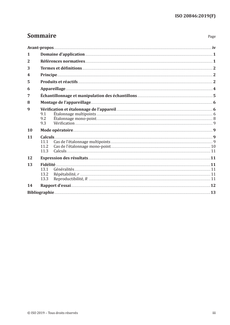 ISO 20846:2019 ISO 20846:2019 - Produits pétroliers — Détermination de la teneur en soufre des carburants pour automobiles — Méthode par fluorescence ultraviolette/8/2019 - Page 3 preview