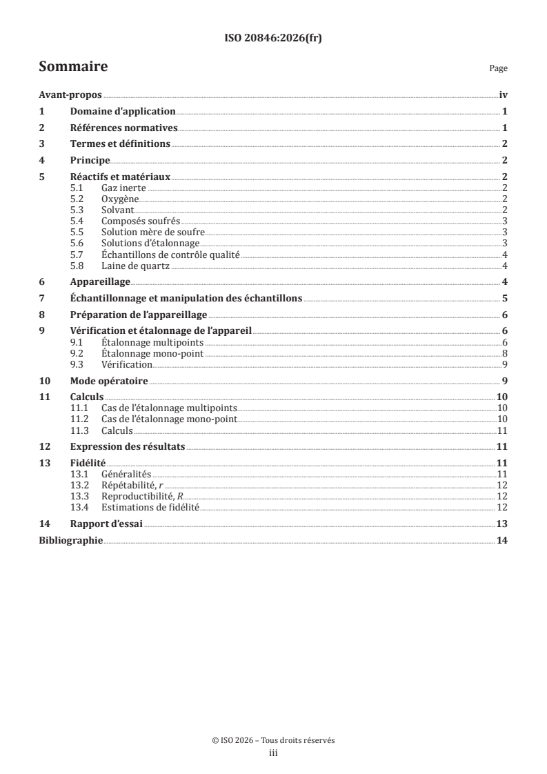 ISO 20846:2026 ISO 20846:2026 - Produits pétroliers et connexes — Détermination de la teneur en soufre des carburants pour automobiles — Méthode par fluorescence ultraviolette - Page 3 preview