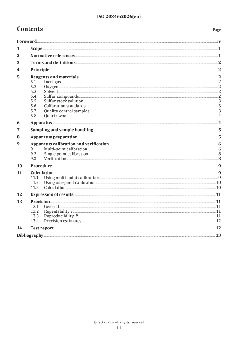 ISO 20846:2026 ISO 20846:2026 - Petroleum and related products — Determination of sulfur content of automotive fuels — Ultraviolet fluorescence method - Page 3 preview