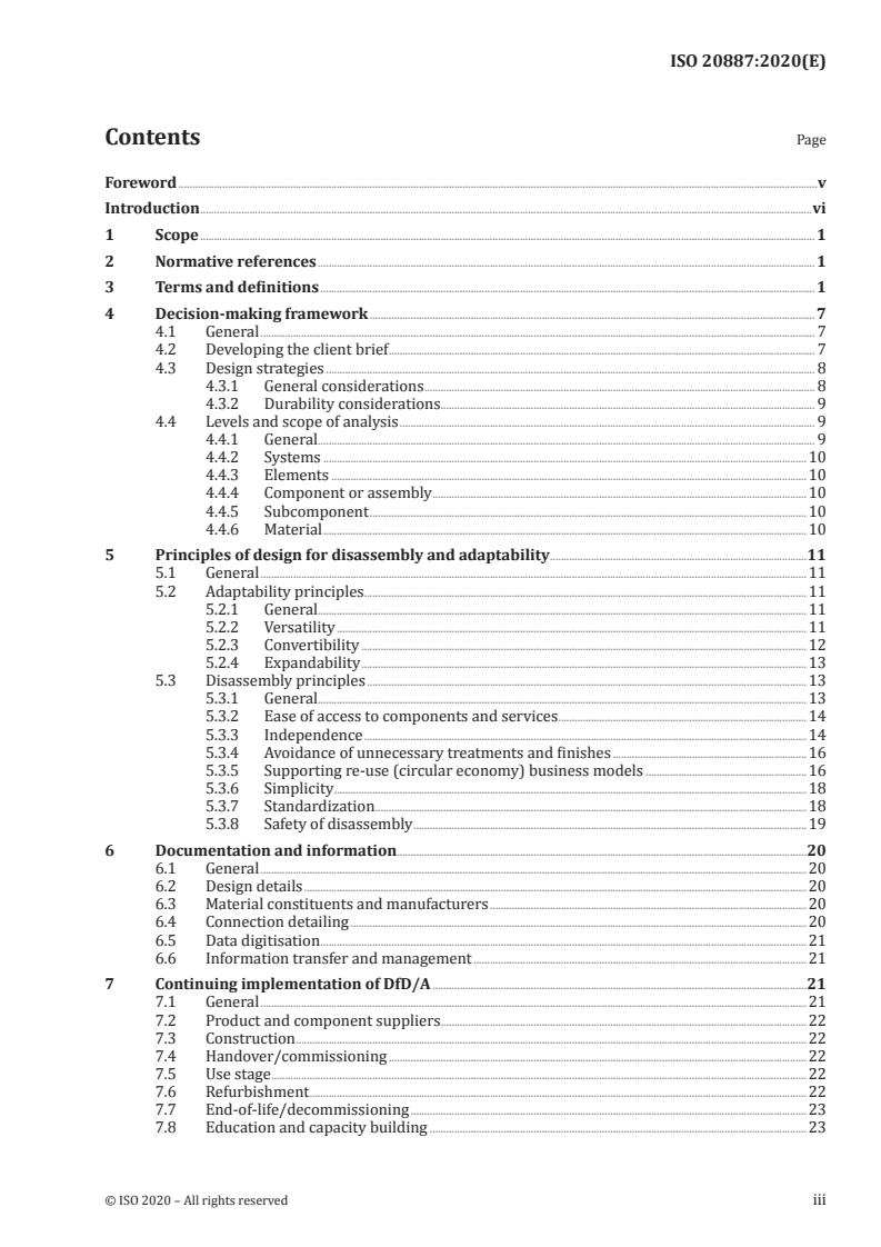 ISO 20887:2020 ISO 20887:2020 - Sustainability in buildings and civil engineering works — Design for disassembly and adaptability — Principles, requirements and guidance
Released:1/28/2020 - Page 3 preview