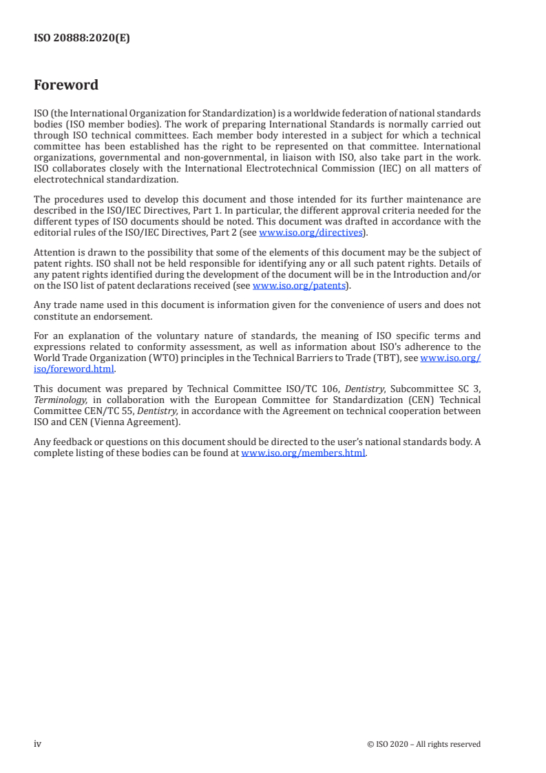 ISO 20888:2020 ISO 20888:2020 - Dentistry — Vocabulary and designation system for forensic oro-dental data/28/2020 - Page 4 preview