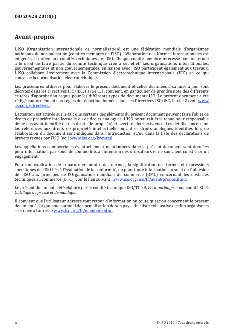 ISO 20928:2018 ISO 20928:2018 - Outillage de presse — Poussoirs à ressort compressés par ressort hélicoïdal en acier ou par ressort à gaz/2/2018 - Page 4 preview