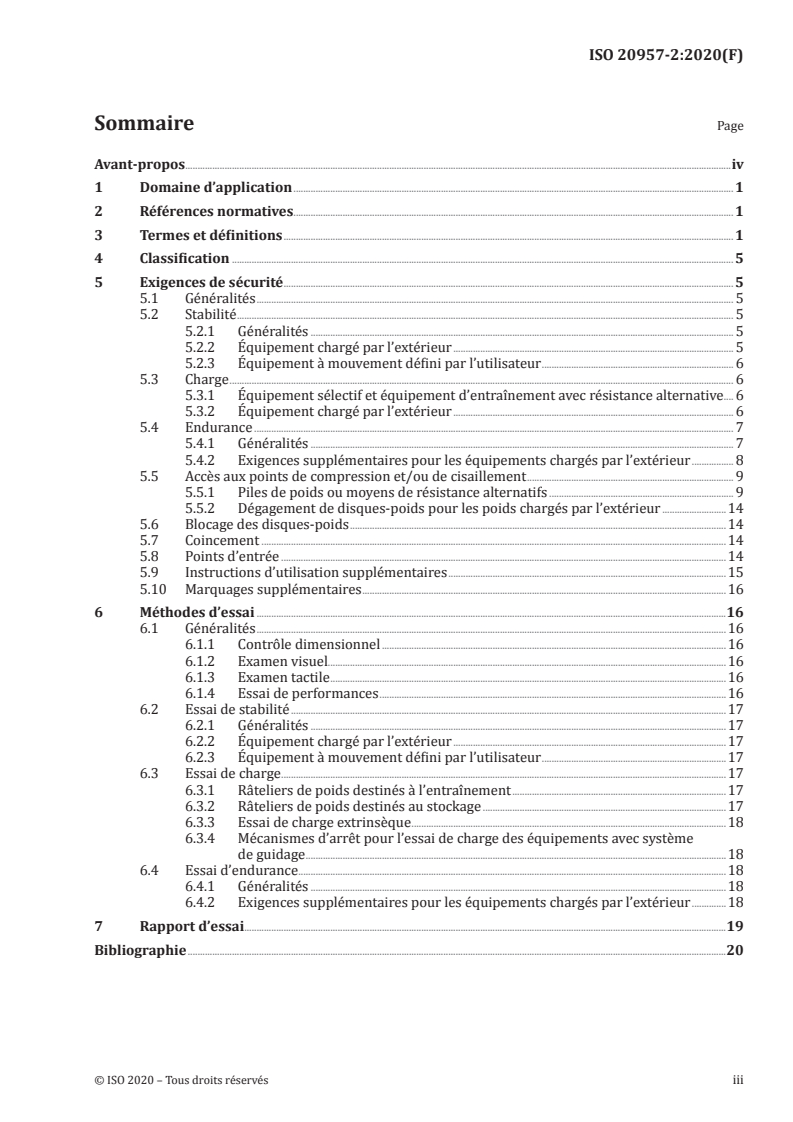 ISO 20957-2:2020 ISO 20957-2:2020 - Équipement d'entraînement fixe — Partie 2: Équipement d'entraînement de force, exigences spécifiques de sécurité et méthodes d'essai supplémentaires
Released:8/17/2020 - Page 3 preview