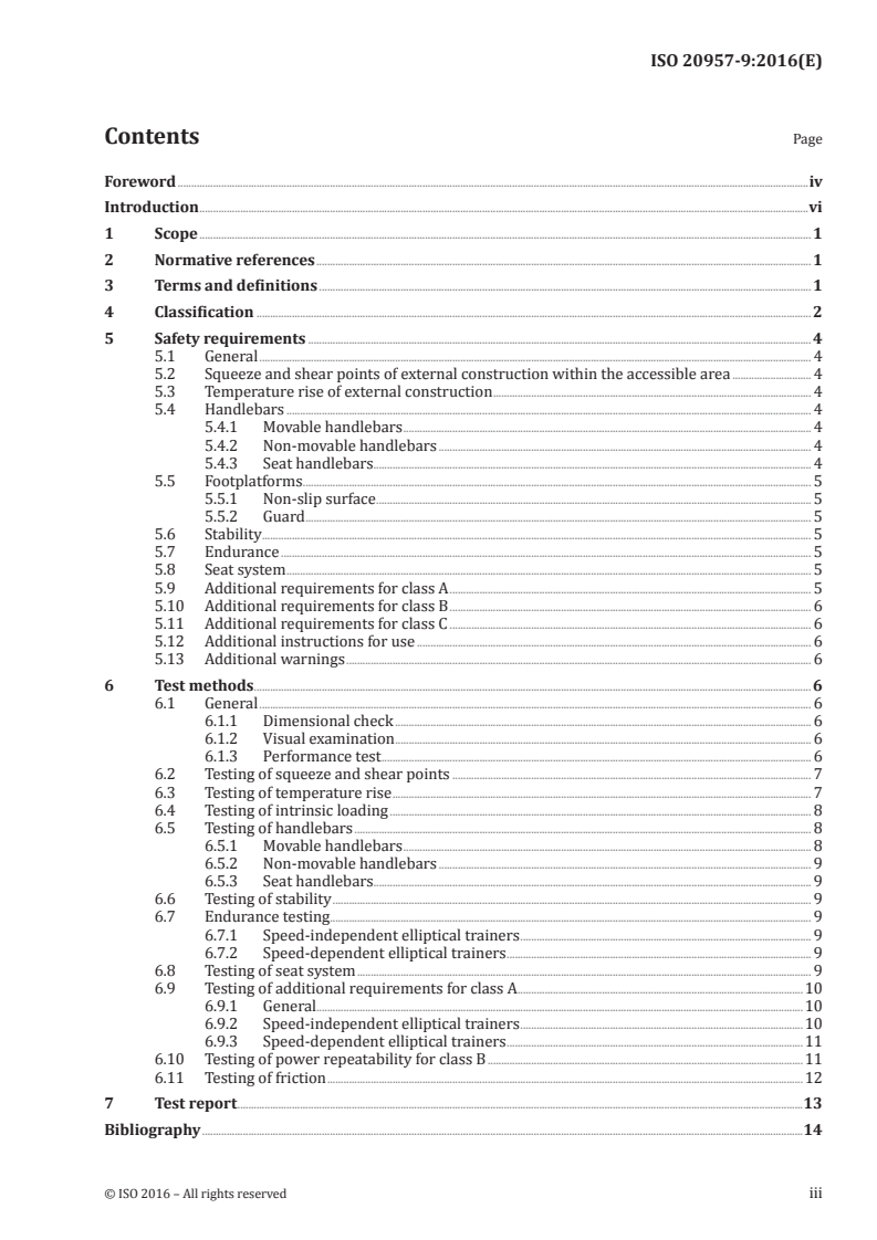 ISO 20957-9:2016 ISO 20957-9:2016 - Stationary training equipment — Part 9: Elliptical trainers, additional specific safety requirements and test methods/13/2016 - Page 3 preview