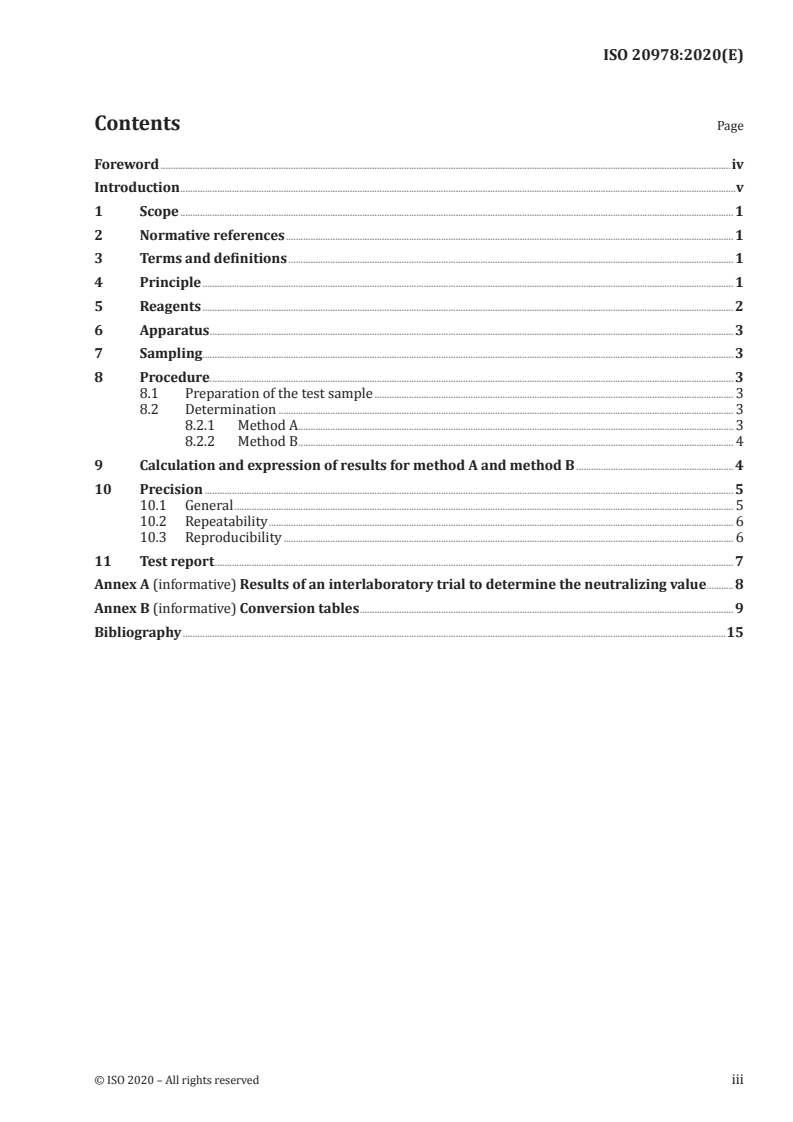 ISO 20978:2020 ISO 20978:2020 - Liming material — Determination of neutralizing value — Titrimetric methods/15/2020 - Page 3 preview