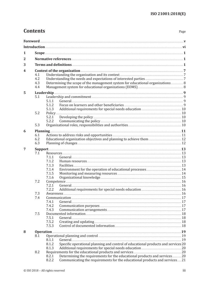 ISO 21001:2018 ISO 21001:2018 - Educational organizations — Management systems for educational organizations — Requirements with guidance for use/30/2018 - Page 3 preview