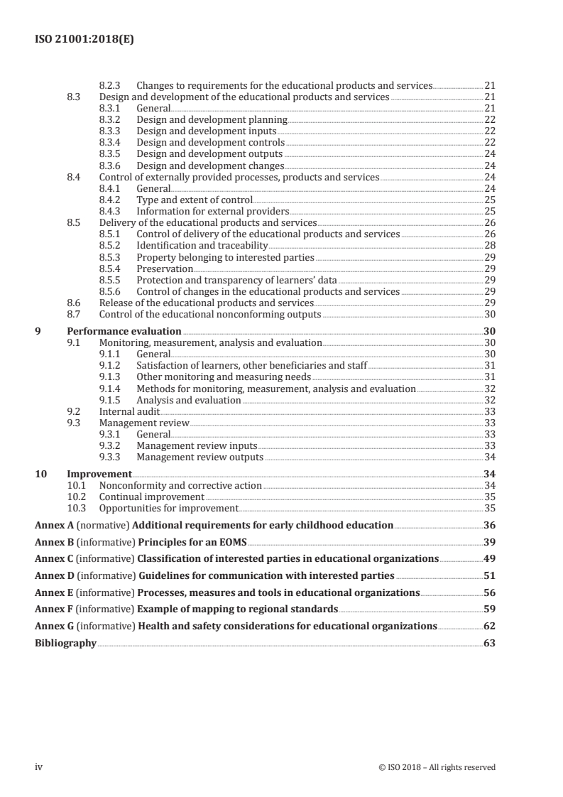ISO 21001:2018 ISO 21001:2018 - Educational organizations — Management systems for educational organizations — Requirements with guidance for use/30/2018 - Page 4 preview