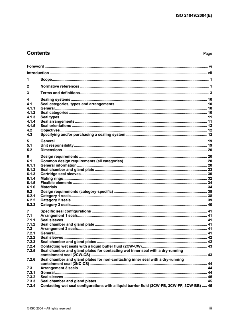 ISO 21049:2004 ISO 21049:2004 - Pumps — Shaft sealing systems for centrifugal and rotary pumps - Page 3 preview