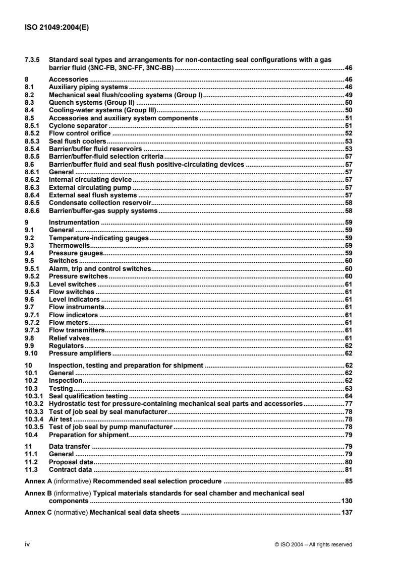 ISO 21049:2004 ISO 21049:2004 - Pumps — Shaft sealing systems for centrifugal and rotary pumps - Page 4 preview