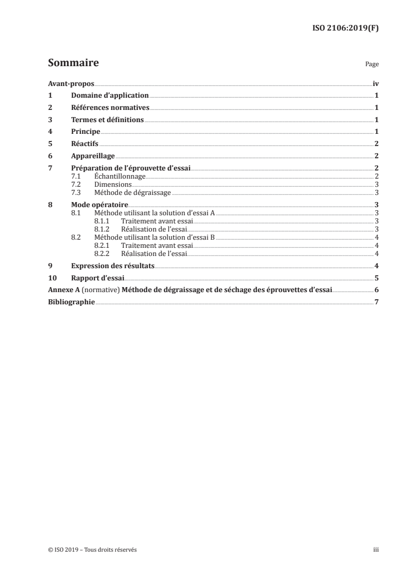 ISO 2106:2019 ISO 2106:2019 - Anodisation de l'aluminium et de ses alliages — Détermination de la masse surfacique (masse par unité de superficie) des couches d’oxydation anodique — Méthode gravimétrique/27/2019 - Page 3 preview