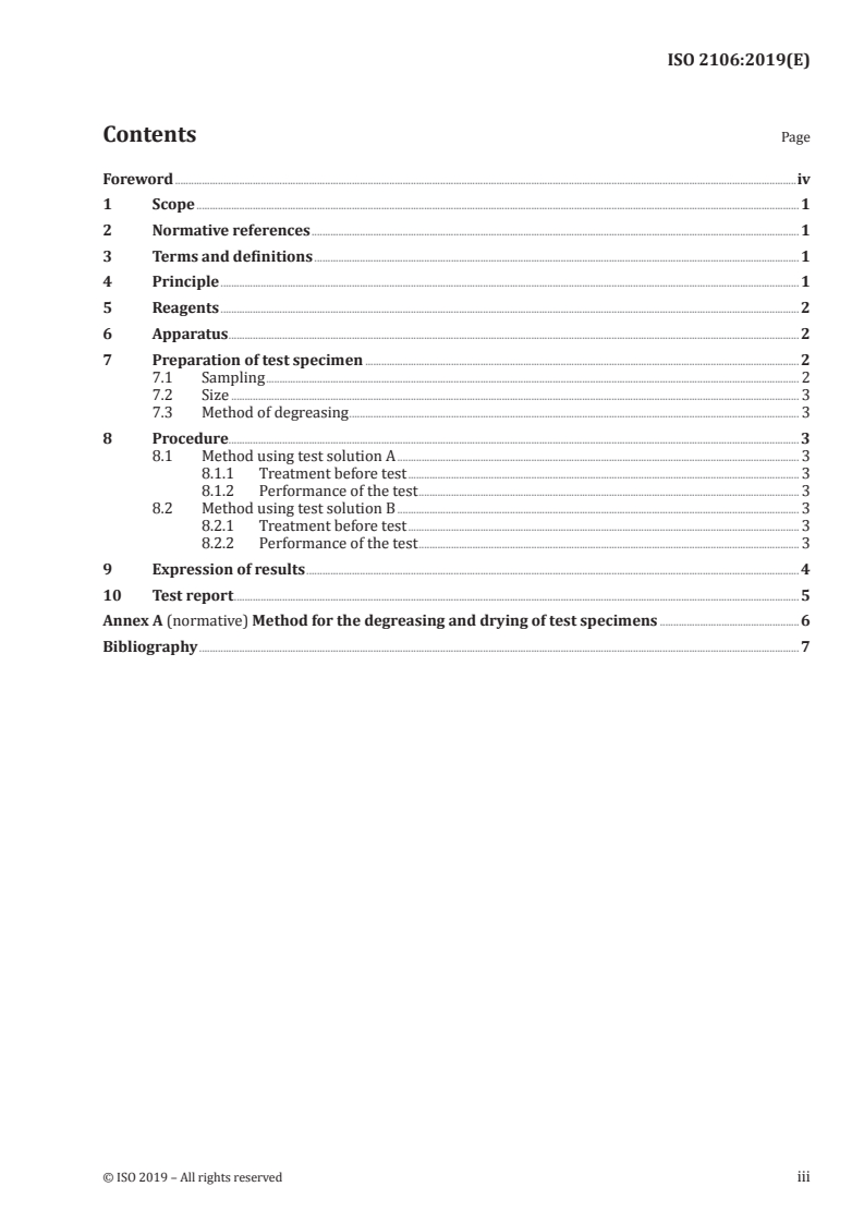 ISO 2106:2019 ISO 2106:2019 - Anodizing of aluminium and its alloys — Determination of mass per unit area (surface density) of anodic oxidation coatings — Gravimetric method/29/2019 - Page 3 preview