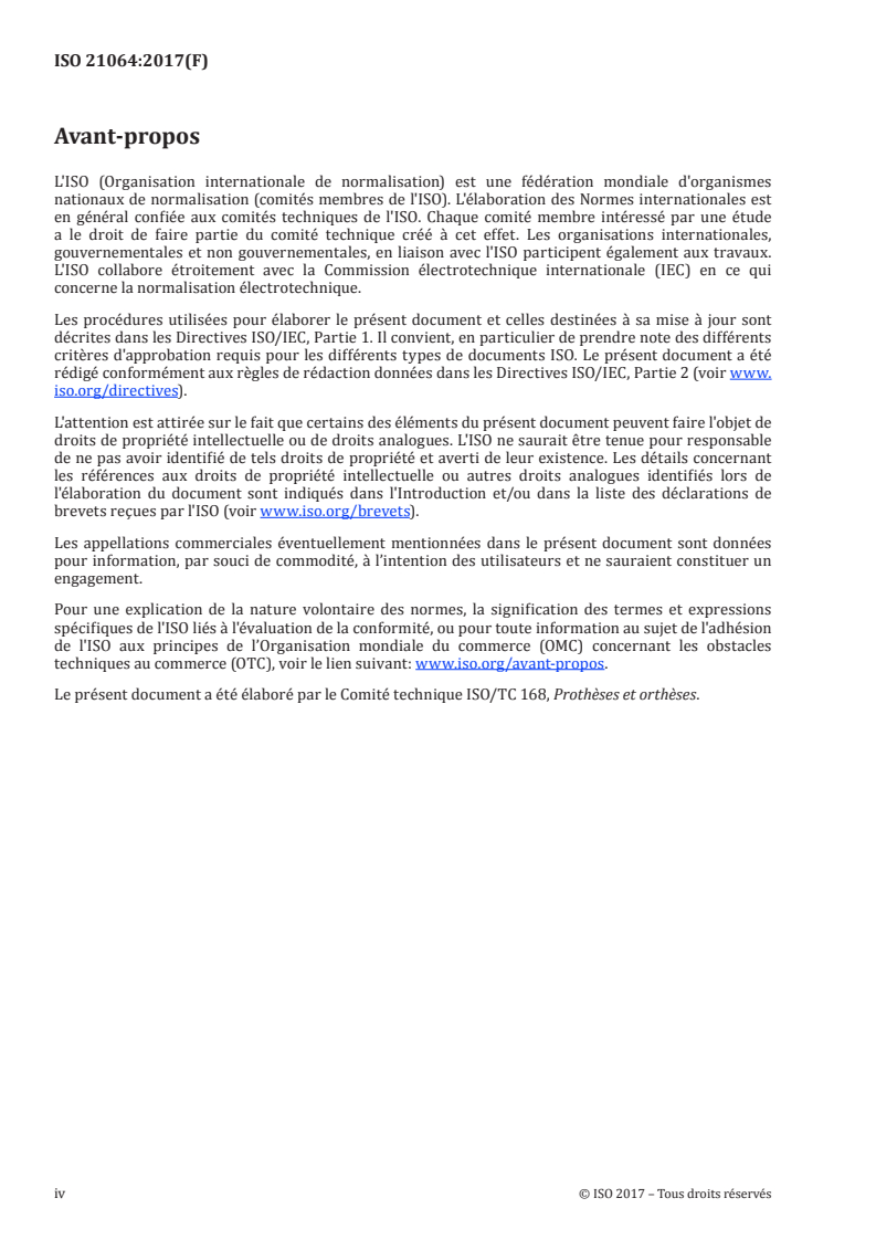 ISO 21064:2017 ISO 21064:2017 - Prothèses et orthèses — Orthèses de pied — Utilisations, fonctions, classification et description/30/2017 - Page 4 preview
