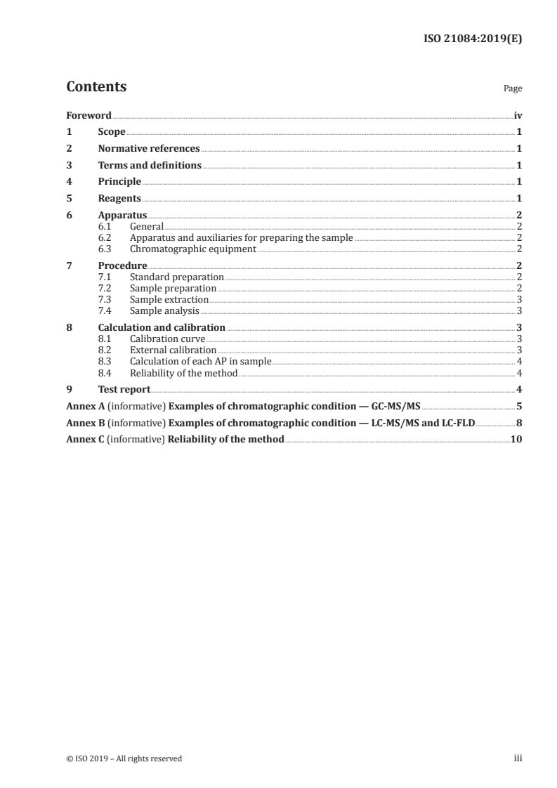 ISO 21084:2019 ISO 21084:2019 - Textiles — Method for determination of alkylphenols (AP)/7/2019 - Page 3 preview