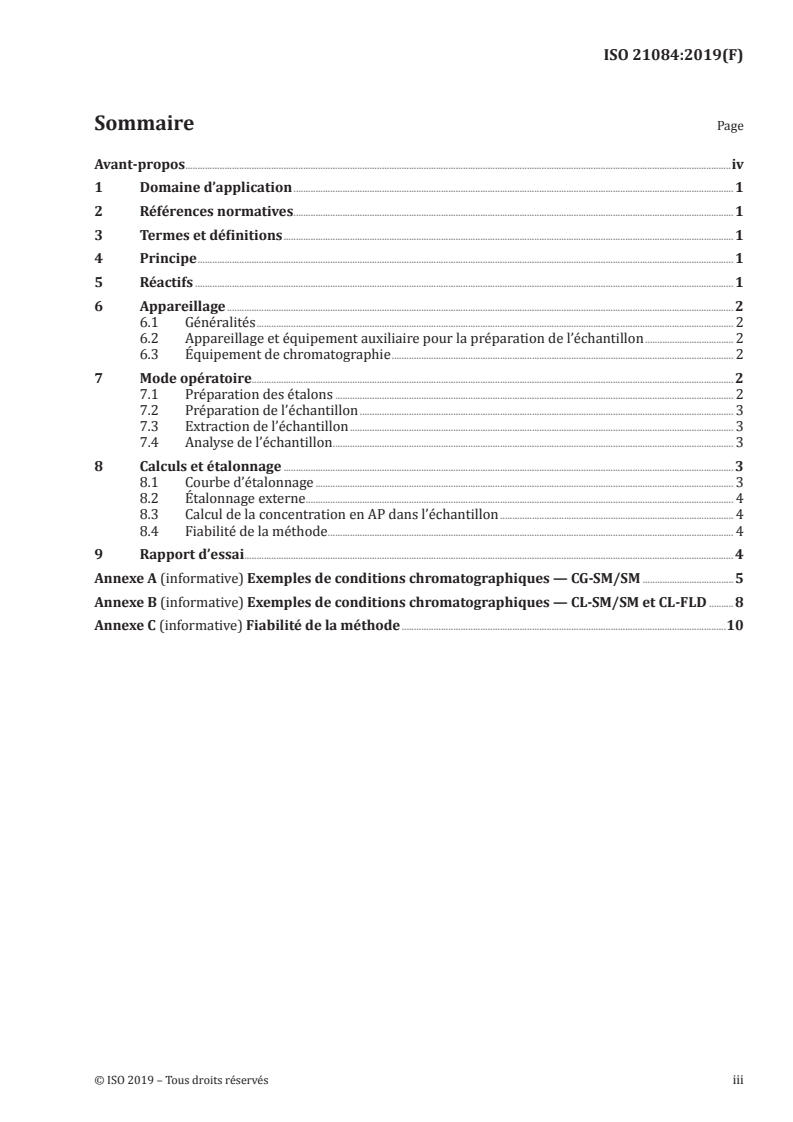 ISO 21084:2019 ISO 21084:2019 - Textiles — Méthode de détermination de la teneur en alkylphénols (AP)/7/2019 - Page 3 preview