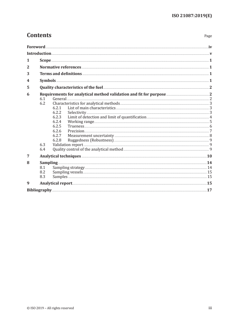 ISO 21087:2019 ISO 21087:2019 - Gas analysis — Analytical methods for hydrogen fuel — Proton exchange membrane (PEM) fuel cell applications for road vehicles/26/2019 - Page 3 preview