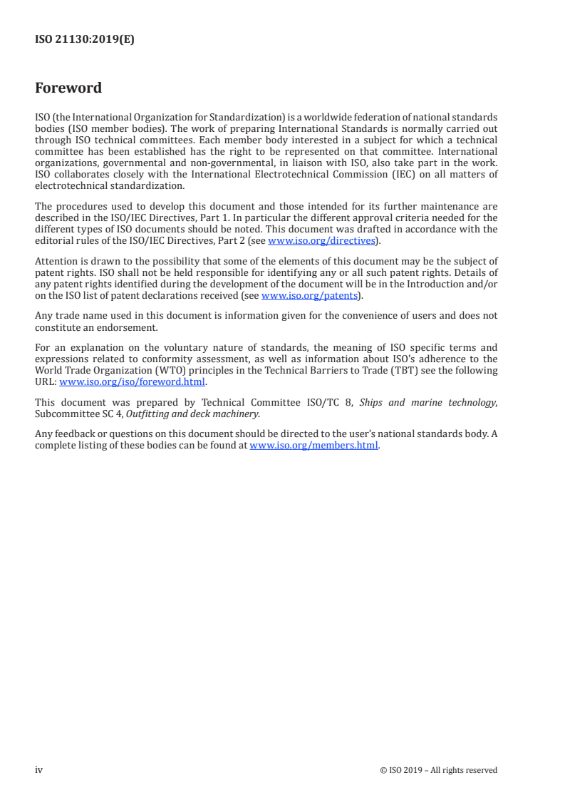 ISO 21130:2019 ISO 21130:2019 - Ships and marine technology — Major components of emergency towing arrangements/1/2019 - Page 4 preview