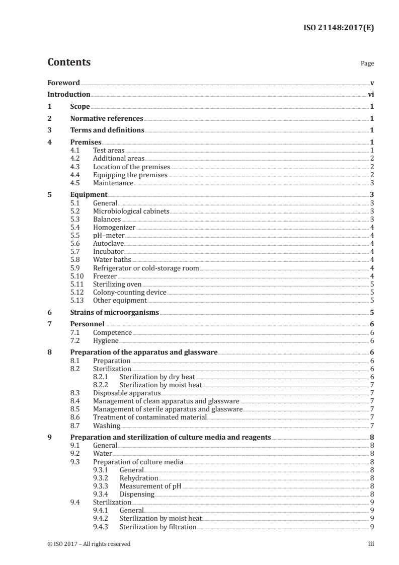 ISO 21148:2017 ISO 21148:2017 - Cosmetics — Microbiology — General instructions for microbiological examination/29/2017 - Page 3 preview