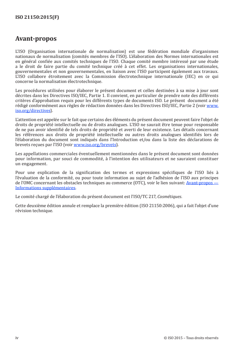 ISO 21150:2015 ISO 21150:2015 - Cosmétiques — Microbiologie — Détection d'Escherichia coli/25/2015 - Page 4 preview