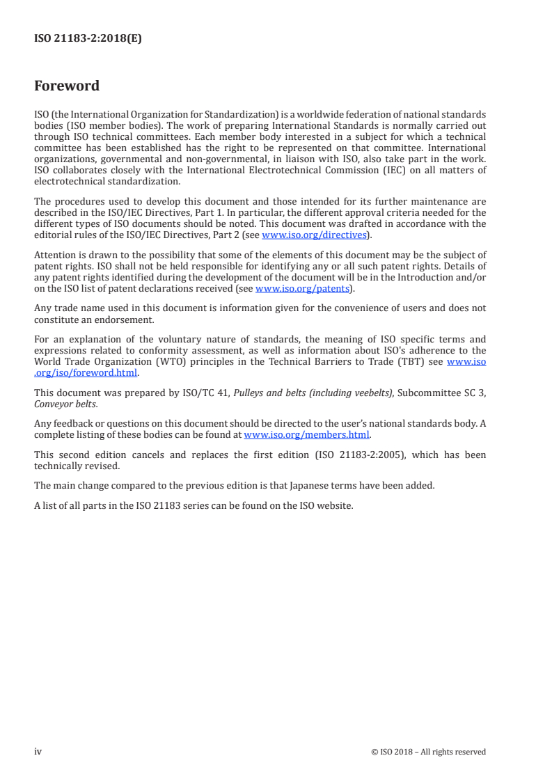 ISO 21183-2:2018 ISO 21183-2:2018 - Light conveyor belts — Part 2: List of equivalent terms/29/2018 - Page 4 preview