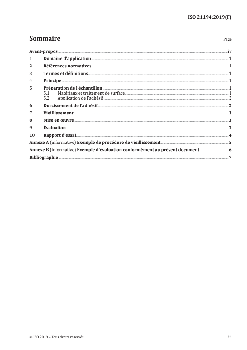 ISO 21194:2019 ISO 21194:2019 - Adhésifs élastiques — Essai des assemblages collés — Essai de pelage sur cordon/6/2019 - Page 3 preview