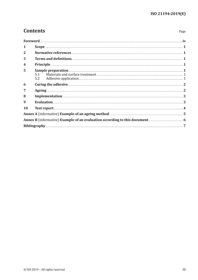ISO 21194:2019 ISO 21194:2019 - Elastic adhesives — Testing of adhesively bonded joints — Bead peel test/6/2019 - Page 3 preview