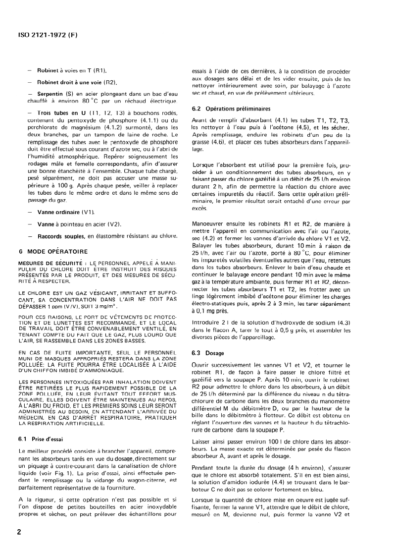 ISO 2121:1972 ISO 2121:1972 - Chlore liquide à usage industriel — Dosage de l'eau — Méthode gravimétrique/1/1972 - Page 4 preview