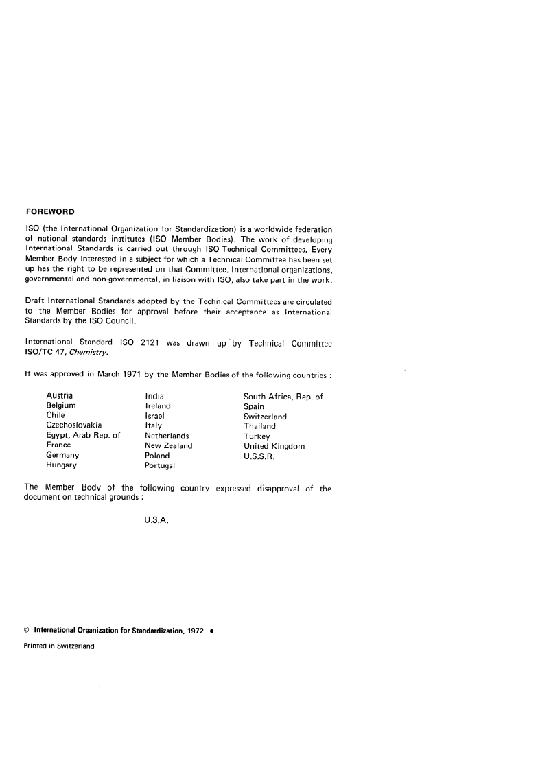 ISO 2121:1972 ISO 2121:1972 - Liquid chlorine for industrial use — Determination of water content — Gravimetric method/1/1972 - Page 2 preview