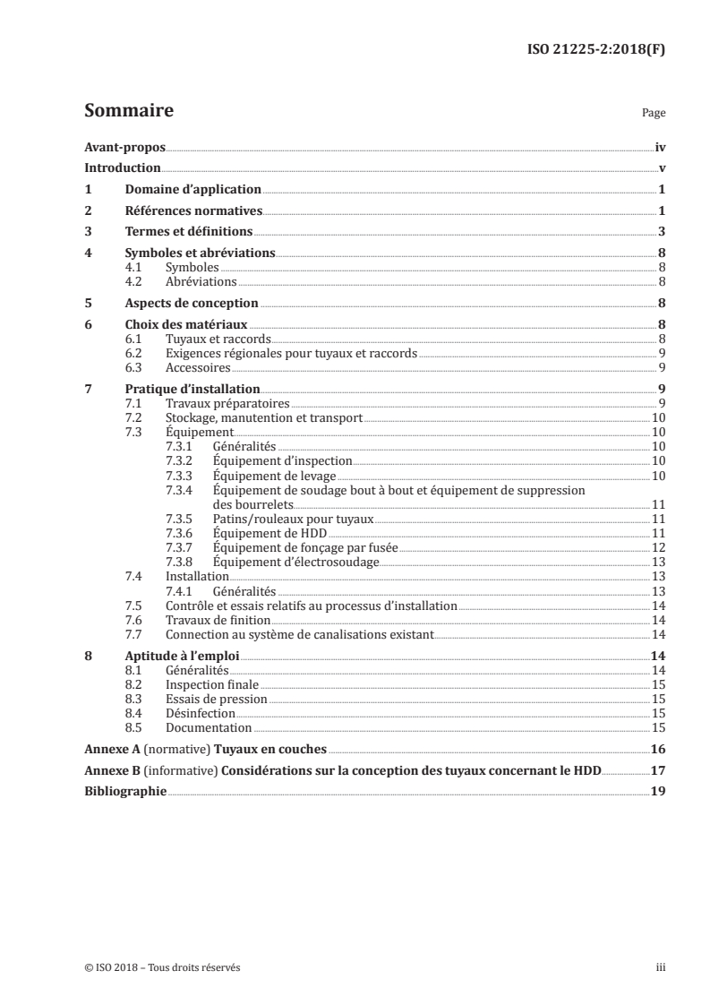 ISO 21225-2:2018 ISO 21225-2:2018 - Systèmes de canalisations en plastique pour le remplacement sans tranchée des réseaux de canalisations enterrés — Partie 2: Remplacement hors ligne par forage horizontal dirigé et fonçage par fusée/28/2018 - Page 3 preview
