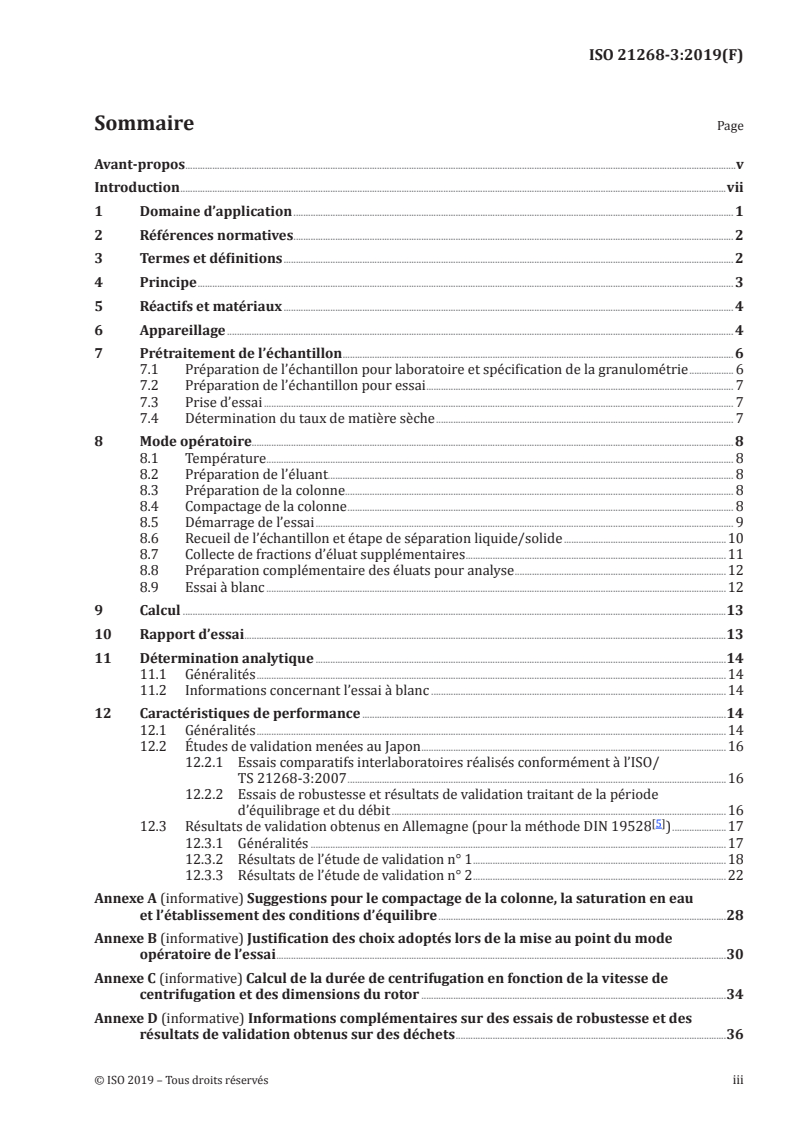 ISO 21268-3:2019 ISO 21268-3:2019 - Qualité du sol — Modes opératoires de lixiviation en vue d'essais chimiques et écotoxicologiques ultérieurs des sols et matériaux du sol — Partie 3: Essai de percolation à écoulement ascendant/4/2019 - Page 3 preview