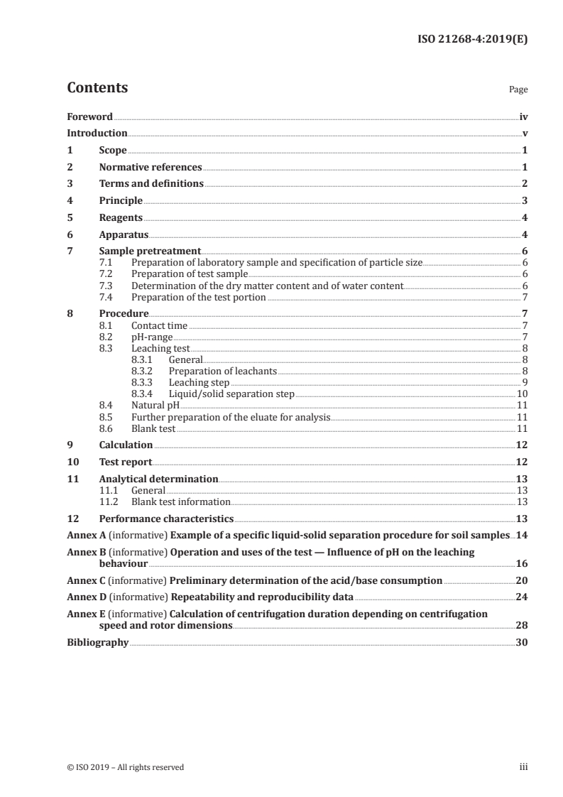 ISO 21268-4:2019 ISO 21268-4:2019 - Soil quality — Leaching procedures for subsequent chemical and ecotoxicological testing of soil and soil-like materials — Part 4: Influence of pH on leaching with initial acid/base addition/13/2019 - Page 3 preview