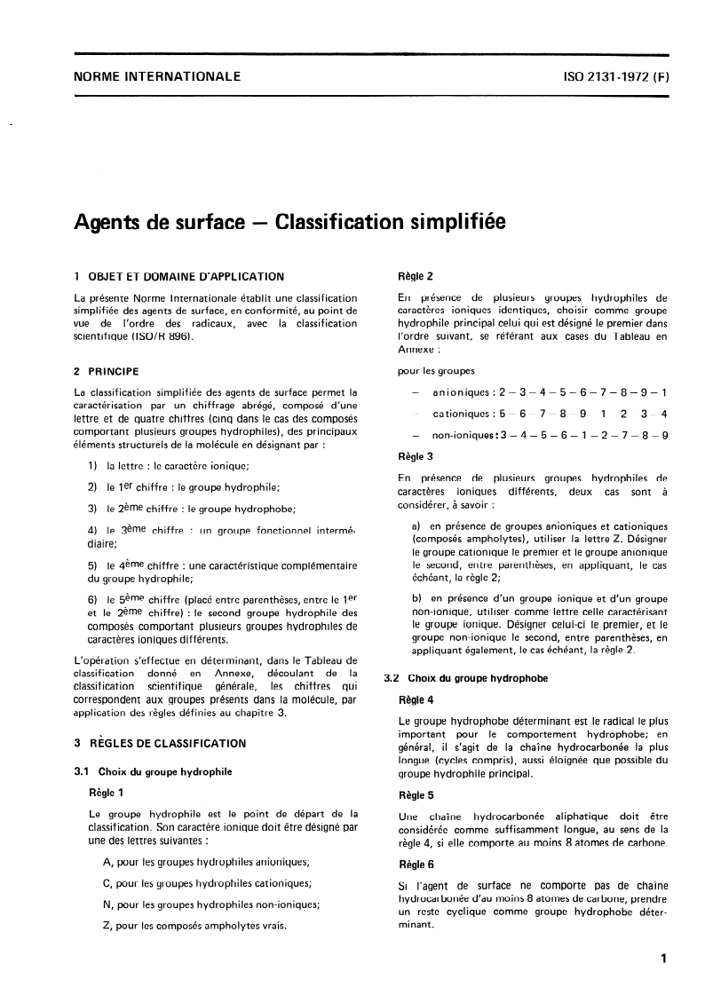 ISO 2131:1972 ISO 2131:1972 - Agents de surface — Classification simplifiée/1/1972 - Page 3 preview