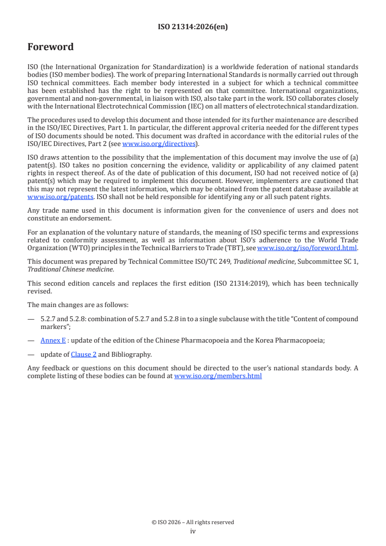ISO 21314:2026 ISO 21314:2026 - Traditional Chinese medicine — Salvia miltiorrhiza root and rhizome - Page 4 preview