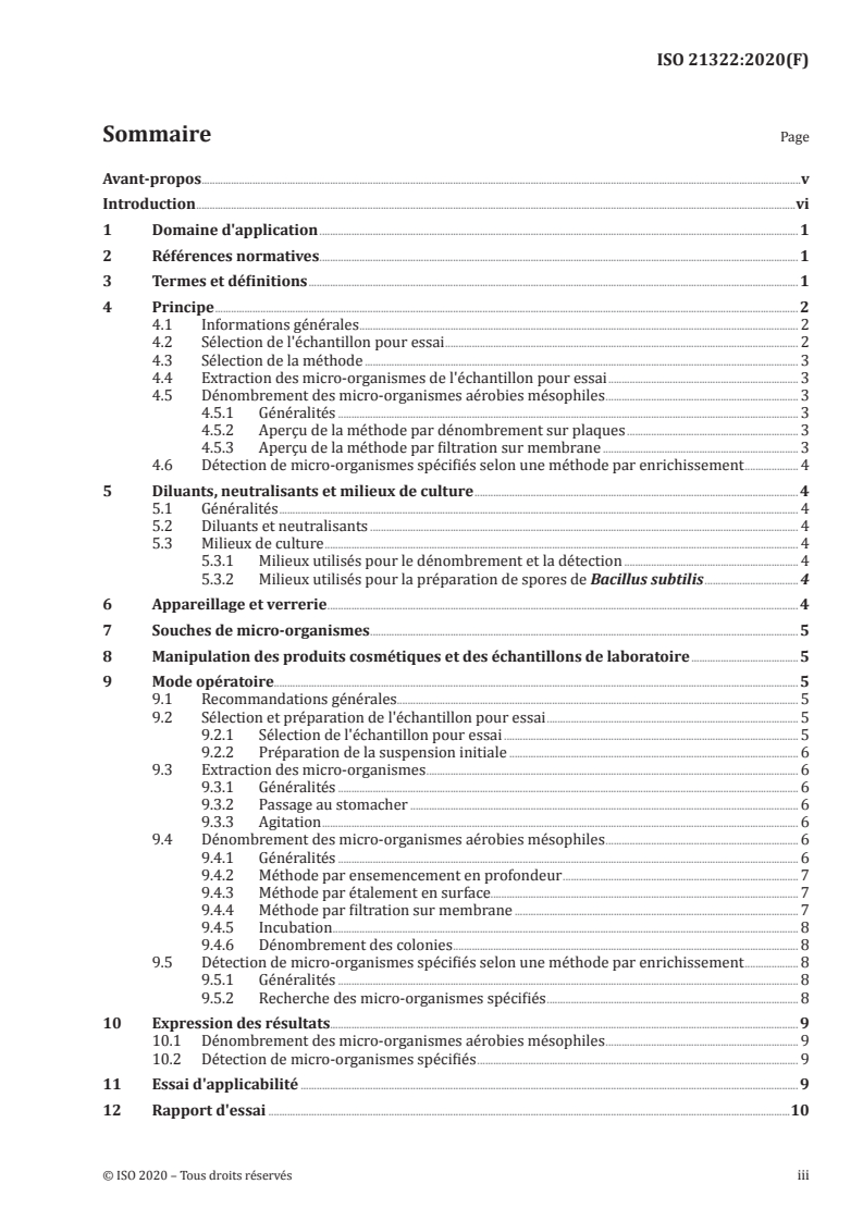 SIST ISO 21322:2020 ISO 21322:2020 - Cosmétiques — Microbiologie — Essais sur lingettes et masques imprégnés ou enduits/19/2020 - Page 3 preview