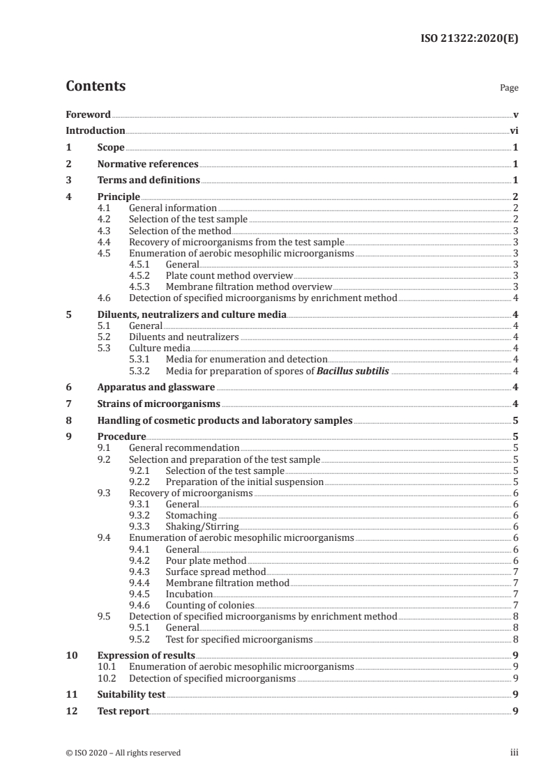 SIST ISO 21322:2020 ISO 21322:2020 - Cosmetics — Microbiology — Testing of impregnated or coated wipes and masks/19/2020 - Page 3 preview