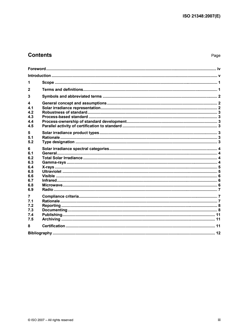 ISO 21348:2007 ISO 21348:2007 - Space environment (natural and artificial) — Process for determining solar irradiances/3/2007 - Page 3 preview