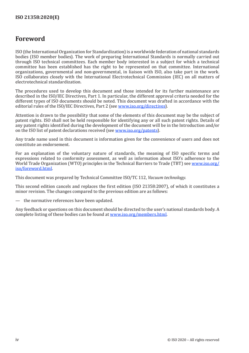 ISO 21358:2020 ISO 21358:2020 - Vacuum technology — Right-angle valve — Dimensions and interfaces for pneumatic actuator/7/2020 - Page 4 preview