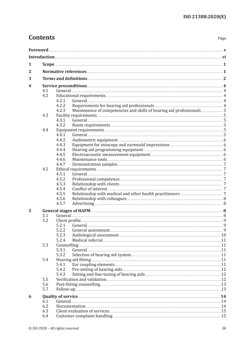 ISO 21388:2020 ISO 21388:2020 - Acoustics — Hearing aid fitting management (HAFM)/23/2020 - Page 3 preview