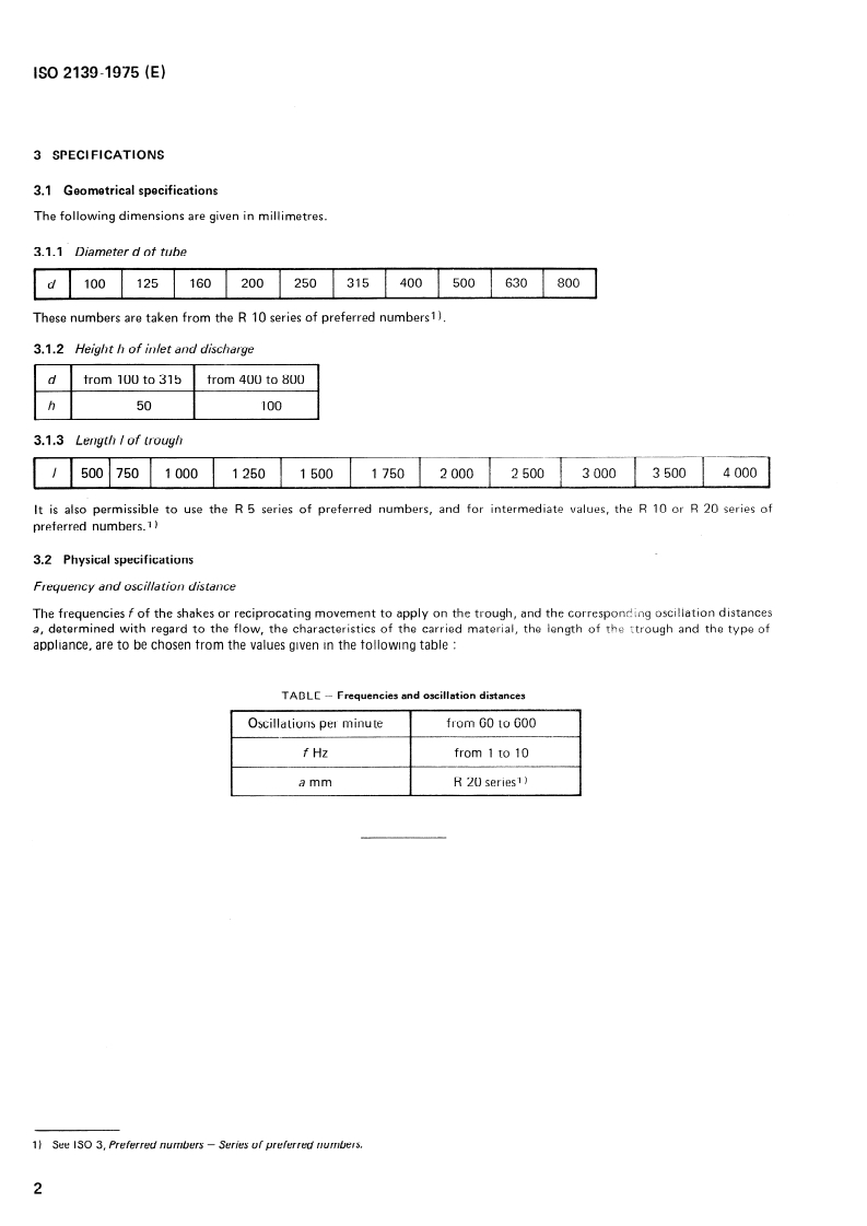 SIST ISO 2139:1997 ISO 2139:1975 - Continuous mechanical handling equipment for loose bulk materials — Oscillating conveyors and shaking or reciprocating feeders with tubular trough/1/1975 - Page 4 preview
