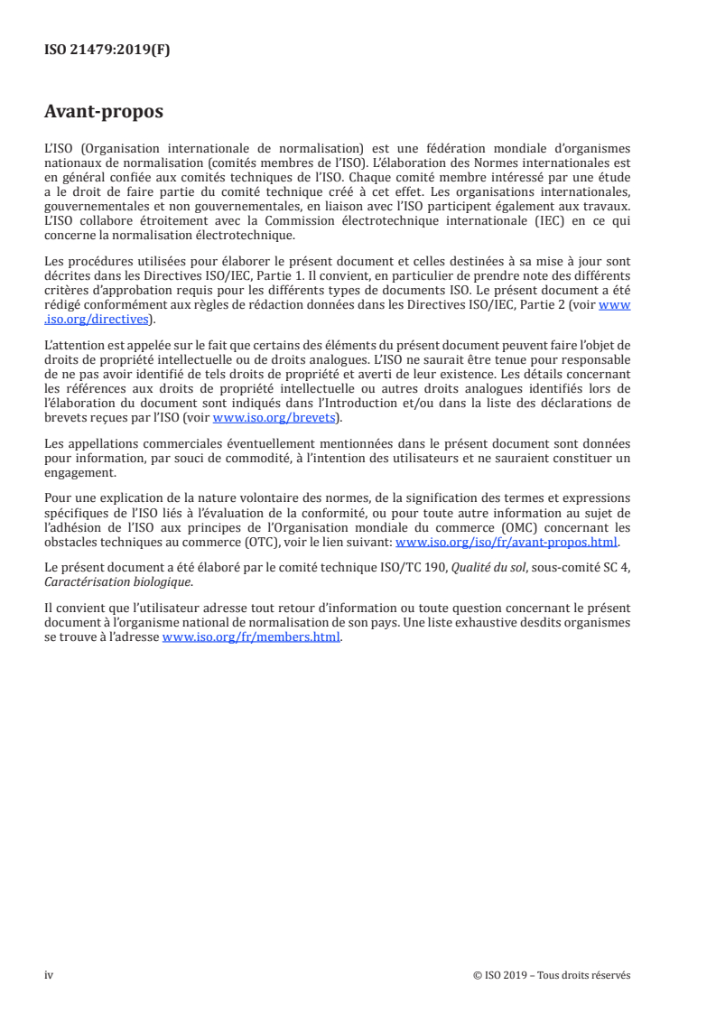 ISO 21479:2019 ISO 21479:2019 - Qualité du sol — Détermination des effets des polluants sur la flore du sol — Composition en acides gras foliaires des plantes utilisées pour évaluer la qualité du sol/5/2019 - Page 4 preview