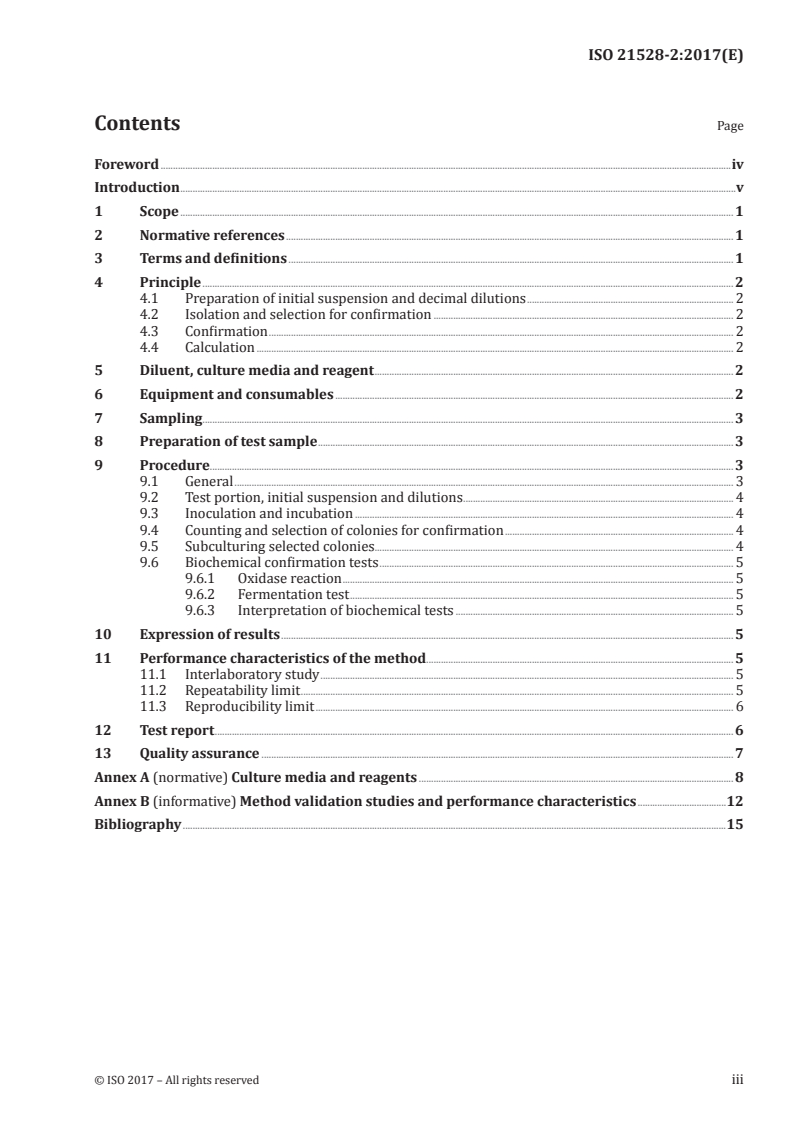 ISO 21528-2:2017 ISO 21528-2:2017 - Microbiology of the food chain — Horizontal method for the detection and enumeration of Enterobacteriaceae — Part 2: Colony-count technique/16/2018 - Page 3 preview